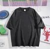 Camiseta americana retrô 230g lavada e com efeito desgastado, ombro caído, modelagem solta, gola redonda, mangas curtas, estilo moderno para casais, atacado para vendas transfronteiriças