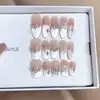Uñas Postizas Hechas a Mano Nai Zi Danza de Mariposas Genial Relieve de Mariposa Estilo Francés Ojo de Gato de Alta Gama Zirconia Pegatinas Elegantes para Uñas