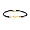 Pulsera de Cuerda Negra Más Vendida Transfronteriza Letras Inglesas A-Z Corazón de Melocotón Chapado en Oro Iniciales Inglesas Grabadas Pulsera Ajustable