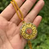 Collar de Girasol con Carácter de Fortuna Chapado en Oro Giratorio con un Colgante de Brújula Giratoria Cadena para Suéter Tótem