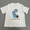 Camiseta de Verano Nueva para Mujer con Estampado de Bordado Casual de Dibujos Animados Oso Pequeño Tomate, Top Versátil de Cuello Redondo de Corte Holgado