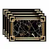Mantel Geométrico Negro, Rectangular con Patrón de Lino Textura de Bambú Poliéster Lavable, Impermeable y a Prueba de Aceite