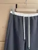 Recomendado! Essencial de Outono ~ Calça de Perna Larga Color Blocking Cinza Costurada para Mulheres, Macia, Confortável e Emagrecedora Calça Foice