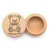 Caja de Dientes de Bebé en Stock, Caja Redonda de Madera de Haya para Guardar Dientes, Caja de Almacenamiento para Cordón Umbilical y Cabello de Bebé, Caja de Recuerdos de Dientes de Bebé para Niños