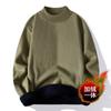 Suéter de gola alta meio-fio masculino atacado forrado com fleece espessado cor sólida solto casual peça única veludo quente malha base masculina