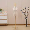 Maniquí de Media Figura Femenina para Escaparate de Tienda de Ropa, Base Galvanizada, Maniquí de Alambre Dorado para Exhibición, Muñeco