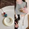 Colar Longo Vintage com Pingente Circular, Conjunto de Quatro para Mulheres, Design Chinês Novo, Corrente de Suéter de Alta Qualidade, Nicho, Simples e Fashion