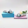Chanclas de una línea de comercio exterior europeo y americano, talla grande, con pedrería, punta cuadrada plana, para mujer, con hebilla cuadrada, sandalias de playa ligeras, venta al por mayor