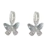Pendientes de Mariposa con Circonita Galvanizada en Plata Gruesa de Nuevo Estilo para Mujer, Exquisitos, Modernos, Lujo Ligero, Versátiles, Pendientes de Gama Alta al por Mayor