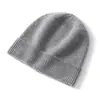 Gorro de Punto Grueso Cálido para Exteriores Unisex de Cachemira Otoño Invierno Color Sólido Casual con Puño