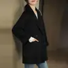 Otoño/Invierno 2026 Nueva Moda Coreana Temperamento Solapa de Traje Espiga Abrigo de Lana Abrigo de Lana de Longitud Media Mujer