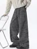 Calça Reta de Perna Larga Listrada Preta Relaxada Estilo Retro Americano para Homens e Mulheres, Marca Tendência Primavera e Verão Calça Longa Casual com Caimento Solto