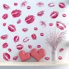 Br7028C Pegatinas de Pared con Estampado de Labios Rojo Romántico para Dormitorio de Parejas, Habitación de Boda, Decoración de Pared para Ambiente del Día de San Valentín