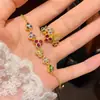 Luz de Arcoíris Ilusoria~Pulsera de Flor de Circonita Colorida, Sensación de Lujo Ligero de Gama Alta, Joyería de Moda Exquisita Retro Francesa