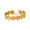 Direto da fábrica transfronteiriço moda quente flor aço inoxidável pulseira aberta exagerada oca flor folhas pulseira