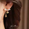 Pendientes de Plata Chapados en Oro Real con Aguja de Plata con Circonita, Perla, Flor, Estrella y Borla, Pendientes Elegantes con un Toque de Lujo Ligero y de Alta Gama