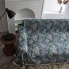Toalha para Sofá Yiji Qiyun Estilo Americano Country Anti-Arranhões de Gato Jacquard Flor Azul Espessa Retrô Fornecimento Direto de Fábrica