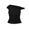 Ap25329-25 Nuevo Estilo de Verano Estilo Coreano Sexy Estilo Lujuria Pura Sexy Cuello de Línea Única Oblicuo Fuera del Hombro Manga Corta Slim Camiseta