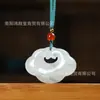 Pendente de Paz em Jade Tianshan Pingente de Buda Amuleto de Jade Fivela de Paz Joia Colar de Jade Calcedônia Pingente de Jade Seda Dourada