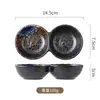 Plato para Salsa Dip Estilo Japonés Transfronterizo, Plato Comercial de Dos Compartimentos para Platos Fríos, Barbacoa, Hot Pot, Salsa Seca, Cuenco para Salsa Doméstico, Plato para Condimentos, Comercio Exterior