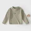 Camiseta Básica Manga Longa Gola Meia-Alta Cor Sólida para Bebê e Criança Pequena Primavera Outono Novo Estilo Rosto Sorridente Versátil Roupa Íntima Estilo Coreano Simples