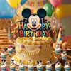 Decoraciones para Pastel de Cumpleaños Temáticas de Mickey Set de Toppers y Banderines para Pastel de Cumpleaños de Mickey para Niños y Niñas