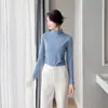 Outono e Inverno nova máscara térmica de nove cores roupa amigável à pele nude gola alta curta camisa base feminina de cor sólida manga longa camisa base