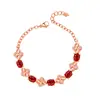 Pulseira da moda trevo de quatro folhas rubi banhada a ouro 18K moda Glória da Manhã pulseira de diamante com pedra preciosa colorida