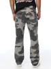 Marca de Moda de Rua Americana Verdadeira Transfronteiriça Jeans Y2K Branco Linha Grossa Buda Reto Jeans Casual para Homens