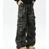 Pantalones de Grulla Camuflados de Bolsillo Múltiple Estilo Americano High Street para Hombre Primavera y Otoño Versátiles de Pierna Ancha Rectos Holgados Casuales