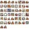 50 Pegatinas de Escena Navideña en Acuarela, Material Transparente Impermeable para Manualidades, Pegatinas Decorativas para Teléfono Móvil, Maleta, Computadora