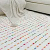 Tapete Estilo Creme com Linhas Arco-Íris Imitação de Caxemira para Sala de Estar Doméstica, Sofá, Espesso, Antiderrapante, Cobertor para Mesa de Centro, Cobertor para Quarto ao Lado da Cama