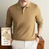 Suéter de punto para hombre yingao, cuello camisero, polo de manga larga, estilo de negocios para hombres de mediana edad, casual, nuevo suéter de primavera y otoño para hombres
