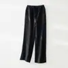 Pantalones de Arroz Glutinoso con Forro de Lana Polar Otoño e Invierno Cálidos de Cintura Alta Sueltos Rectos de Pierna Ancha Caída Adelgazantes con Cordón Casual Largos
