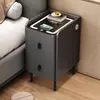 Mesa de cabeceira inteligente ultra-estreita, madeira maciça, multifuncional, pequena, simples, moderna, armário de cabeceira multifuncional com carregamento sem fio