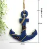 Ancla Decorativa Azul para Uñas Transfronteriza Mediterránea 32CM Ancla de Barco Decorativa para el Hogar Decorativa de Pared Decorativa para Tienda
