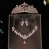 Comercio electrónico transfronterizo más vendido accesorios de joyería tocados moda europea y americana juego de collar y pendientes de cristal novia boda al por mayor