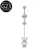Anillo de Ombligo Largo de Aleación de Titanio F136 Incrustado con Flor de Mariposa de Circonita Corazón Anillo de Ombligo con Forma de Corazón Adorno de Ombligo G23