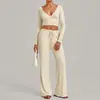 Conjunto de manga longa cover-up de yoga transfronteiriço para mulheres, conjunto de yoga de alça, conjunto de duas peças para esportes ao ar livre e fitness 6819+1011