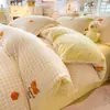 Juego de Cama de Invierno Grueso de Leche y Lana Cuatro Piezas Franela Coral Cálido Dormitorio Estudiante Juego de Tres Piezas