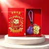 Chaveiro Pingente Dourado do Ano da Ovelha com Decoração em Folha de Ouro Conjunto em Caixa de Presente Personalizado para Negócios Presente Personalizado Atacado