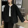 Abrigo de Piel Redondo Estilo Chanel Otoño e Invierno 2023 Nuevo Holgado Versátil Top cárdigan