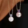 Accesorios DIY Montura clásica de plata de ley S925 de cuatro garras para colgante de perla estilo princesa con diamante azul y diamante morado, montura de plata 7-12