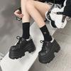 Zapatos Pequeños de Mujer de Nuevo Estilo para Aumentar la Altura de una Sola Capa, Zapatos Casuales Tipo Mocasín con Plataforma y Cordones, de Combinación Fácil, Zapatos Pequeños de Cuero con Suela Gruesa y Tacón Súper Alto