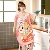 Pijamas de Sudeste Asiático Verano Sueltos Talla Grande Dulce Manga Corta Longitud Media Niña Suelta Manga Corta Bata de Noche para Comercio Exterior