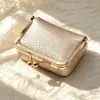 Mini bolsa de joyería de piel sintética con patrón de lichi, bolsa de accesorios con cierre para mujer para guardar llaves y auriculares, monedero multifuncional