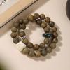 Pulsera de Madera con Cuentas de Sándalo Verde para Llevar en la Mano para Mujeres, Bolsita Estilo Vintage con Borlas, Cuentas de Oración Juguete Cultural para Hombres