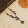 Collar de Cerámica de Jingdezhen con Forma de Pez Caperucita Roja Nuevo Estilo Chino Estilo Étnico Cadena Larga de Lana de Cerámica Accesorios de Estilo Antiguo para Mujeres