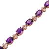 Pulsera de lujo europea y americana de amatista sintética, pulsera de piedra preciosa de color zircón con incrustaciones de oro de 18 quilates, joyería de plata al por mayor