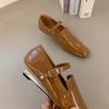 Zapatos Pequeños de Cuero de Punta Cuadrada Moda Zapatos de Cuña Baja Zapatos Nuevos Primavera y Otoño 2024 Estilo Francés Mary Jane Zapatos para Mujer Zapatos de Leche